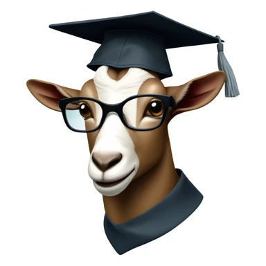 a very smart goat wearing glasses and graduation hat sticker