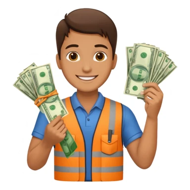 landscaping company employee with money sticker