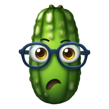 A pickle with blue eyes, wearing glasses sticker
