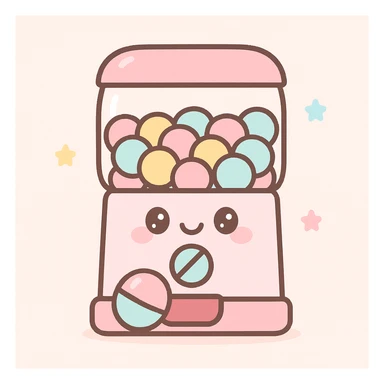 fun cartoon style gachapon machine dispensing capsule sticker