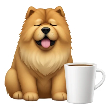 chow chow sleepy with mug coffee sticker