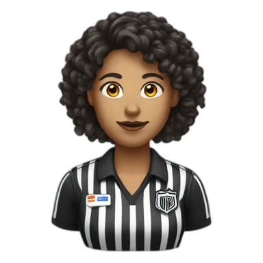 female basketball referee with dark brown long curly hair sticker
