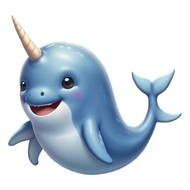 Cinematic Comical Cute Narwhal Portrait Emoji, Head tilted dramatically with an exaggeratedly amused expression, featuring a uniquely curved tusk, a sleek body with wide, comically expressive eyes brimming with playful disbelief, Simplified yet hilariously expressive features, highly detailed, glowing with a slightly sassy oceanic glow, high shine, dramatic yet playful, stylized with an air of cheeky marine mischief, soft glowing outline, capturing the essence of a meme-worthy cute narwhal that looks ready to side-eye its way into viral fame! sticker