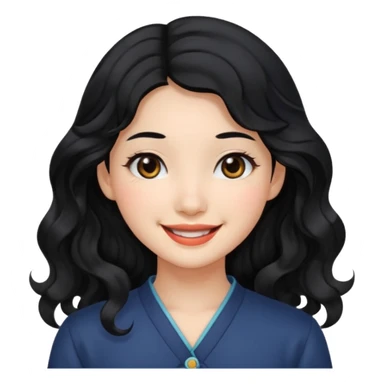 Beautiful girl,Black hair,wavy hair，long hair,Black eyes,Chinese sticker