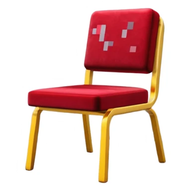 3D render of Clipping Chair, digital glitch art aesthetic, data corruption visual, red velvet chair half-stuck inside a grey wall, pixelated distortion, emoji style, isolated on white background --v 6.0. sticker