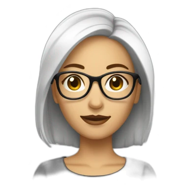 femme blanche brune avec un carré, des cheveux lisses et des lunettes sticker