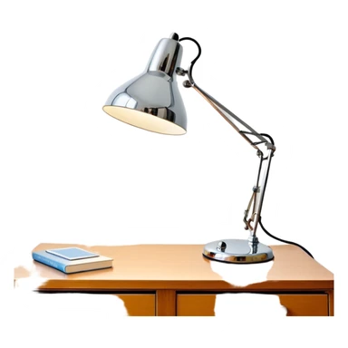 Lamp Poul Henningsen for Louis Poulsen PH 2/1 table lamp in white and chrome on a desk  sticker