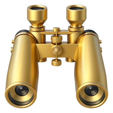 gold binoculars with large lenses simple eye holes and straight shaft and transparent background sticker
