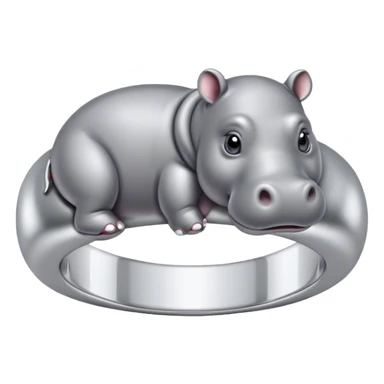 Une bague avec un petit hippopotame au centre sticker
