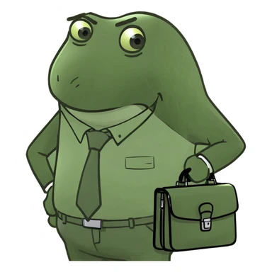 green manager emoji, with briefcase, confident posture, elegant, no face sticker