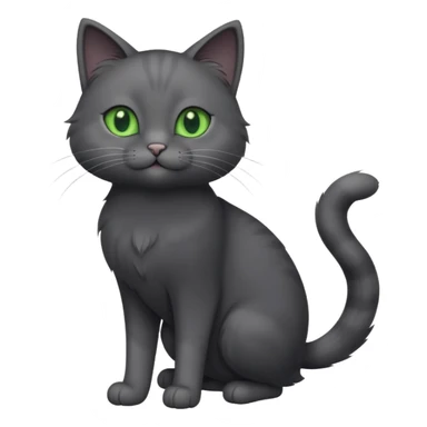 full body gorgeous solid dark grey cat with green eyes, white paws and white whiskers playing sticker