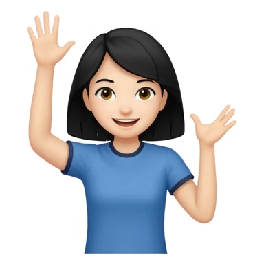 girl with black hair in short sleeves cheering going home sticker