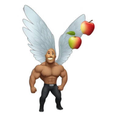 THE ROCK eat a Apple and fly with wings sticker