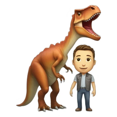 Dinosaur going on a date with elon musk sticker