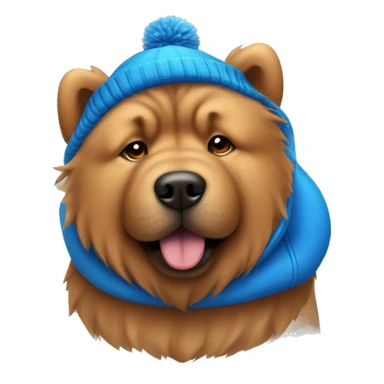 Brown chow chow in a blue winter hat sticker