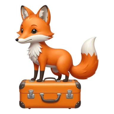 A clever fox gripping a tiny suitcase with its agile tail. sticker