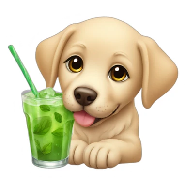 baby labrador drinking mojito sticker