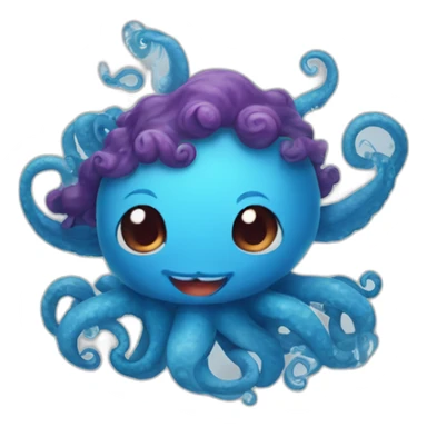 cute blue kraken love sticker