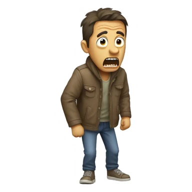 Man with ragged clothes yelling in horror sticker