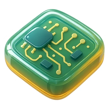 emoji of a stylized circuit board, digital product theme sticker