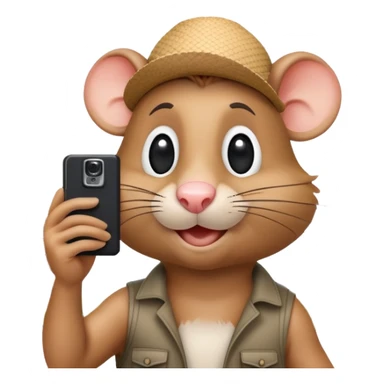 Rat tourist taking selfie in front of Eiffel Tower sticker