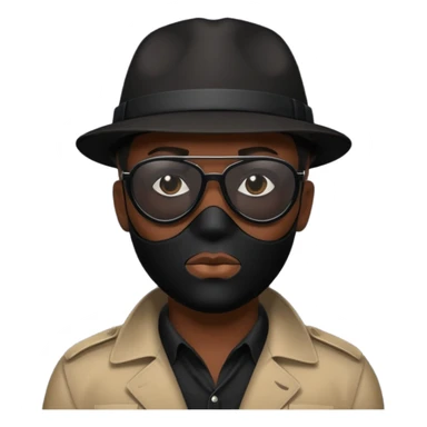 Siyah gözlük ve maske takan siyah dedektif sticker