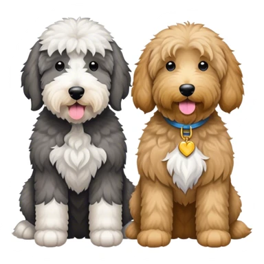 1 Large gray sheepadoodle and a goldendoodle  sticker