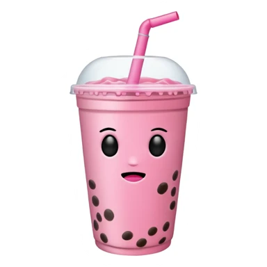 Pink boba drink without a face sticker