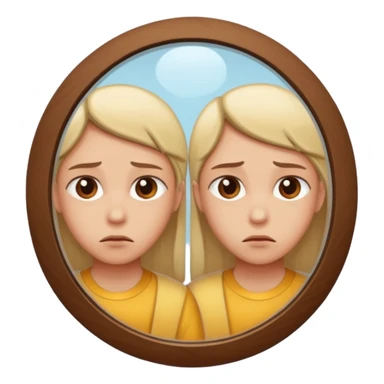 inseguridad corporal: una silueta humana mirando su reflejo con una expresión de duda o tristeza sticker