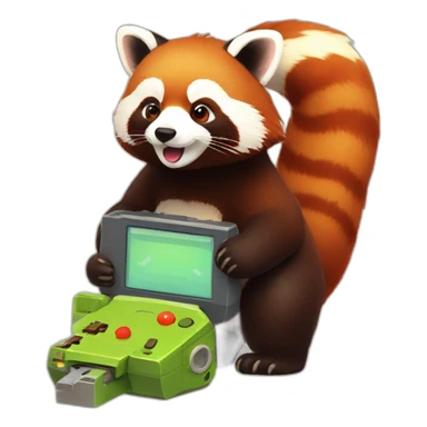 Red panda with gameboy sticker