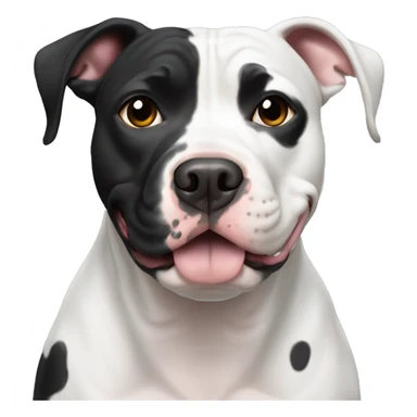 A black and white splotched pit bull sticker