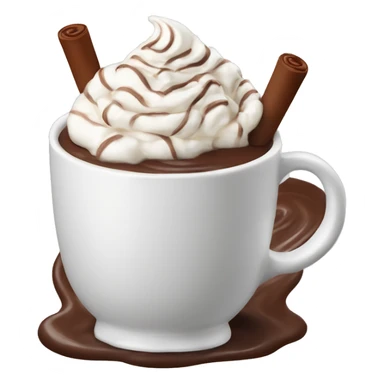 hot chocolate with whipped cream and a chocolate stick sticker