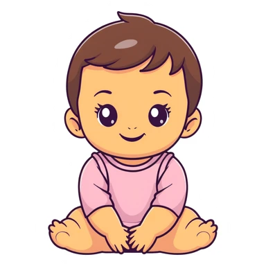 smiling baby girl with big eyes, medium skin tone, and dark hair sticker