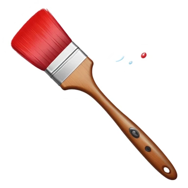 glowing paintbrush with red berries swirling around it, symbolizing magical artistry. The brush has a wooden handle, soft bristles, and a faint light aura. Use a simple, bright style with a white background sticker
