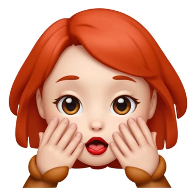 emoji with big anime like eyes like puppy eyes, puckered lips, red cheeks, Little excited clasp with their hands up by their cheeks sticker