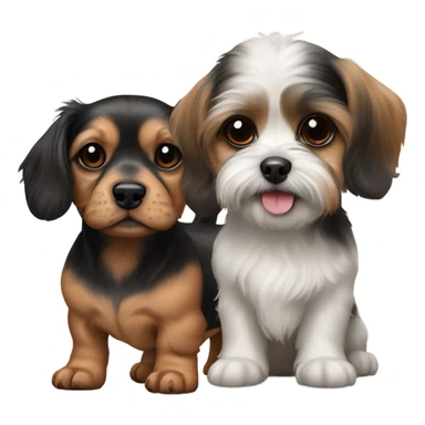 Dachshund and shih tzu puppy together sticker