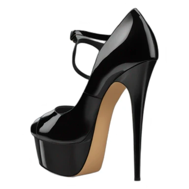 One Black Patent Leather Daffodile Platform Heels sticker