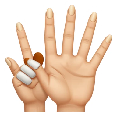 187 Handzeichen Bitte mache mir einen Emoji der mit der linken Hand den Mittelfinger auf den kleinenfinger und den Ringfinger auf den Daumen und der Zeigefinger in die Luft und mit der rechten Hand bitte den Mittelfinger nach unten und den Zeigefinger leicht nach oben sticker