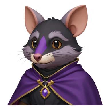 alors ce raton laver doit être équipé d'une cape de thieving noir avec trim bordure mauve comme dans le jeu old school runescape. au centre de la cape une icone de masque de voleur est visible . l'expression du visage du raton est ultra surpris "shock" sticker