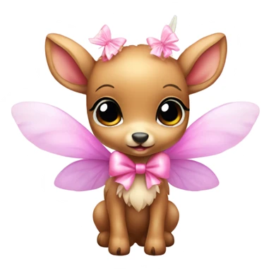 baby deer with fairy wings and a pink bow around its neck  sticker