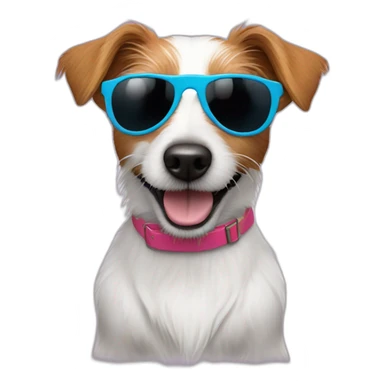 cheerful long-haired Jack Russell terrier in sunglasses sticker