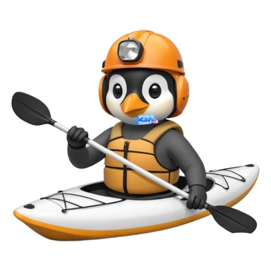 penguen kayakçı kasklı sticker