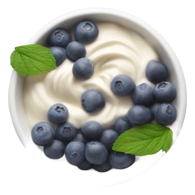 White acai bowl with blueberries , view from top sticker