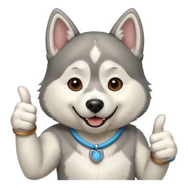 A husky dog doing a thumbs up sticker