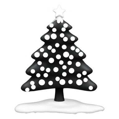 Black Christmas tree with white ornaments  sticker