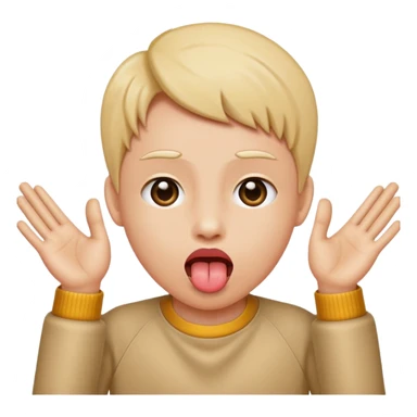 Sticking tounge out with hands up on both sides sticker