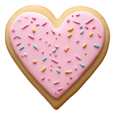 heart shaped sugar cookie with pastel pink frosting and sprinkles sticker
