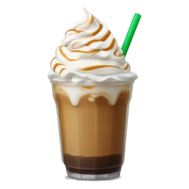 Iced Caramel coffee with whip cream and green straw  sticker