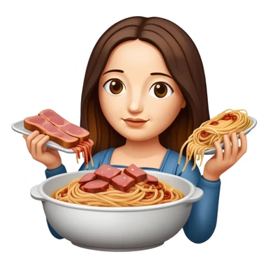 Monalisa holding spam meat spaghetti slop sticker