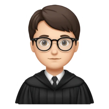 Young judge with glasses and robe sticker